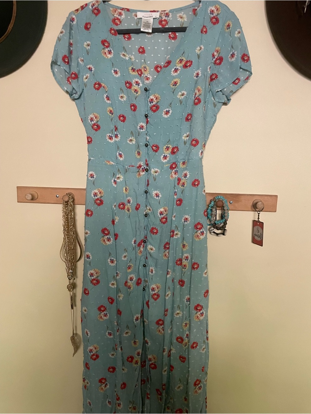 URBAN Romantics Blue Floral Button-Front Midi Dress